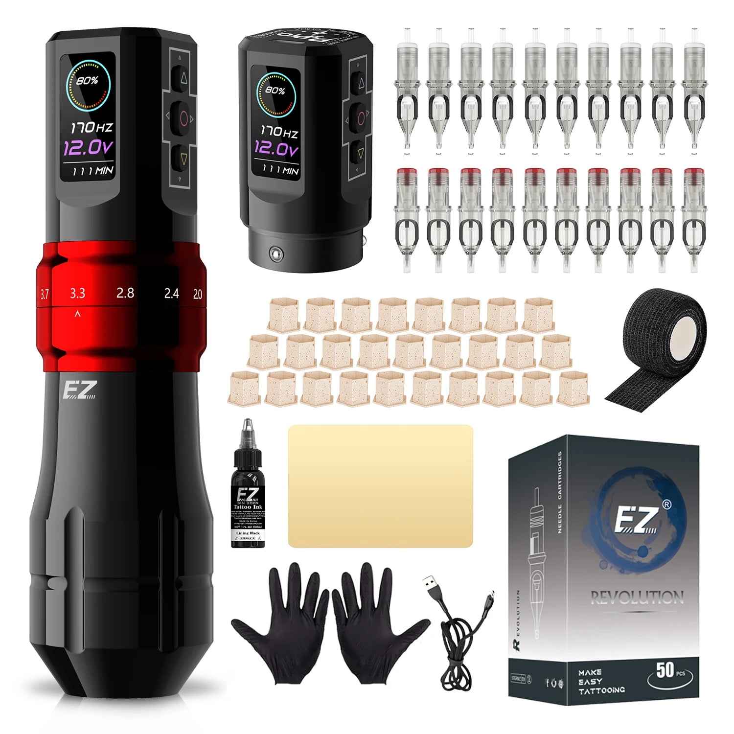 EZ P3 Pro Cordless Tattoo Machine • Adjustable Stroke and Pro Performance