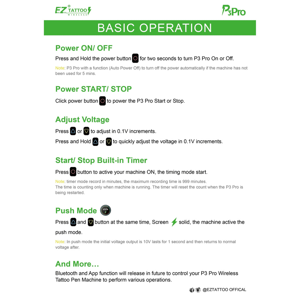 EZ P3 Pro Cordless Tattoo Machine • Adjustable Stroke and Pro Performance