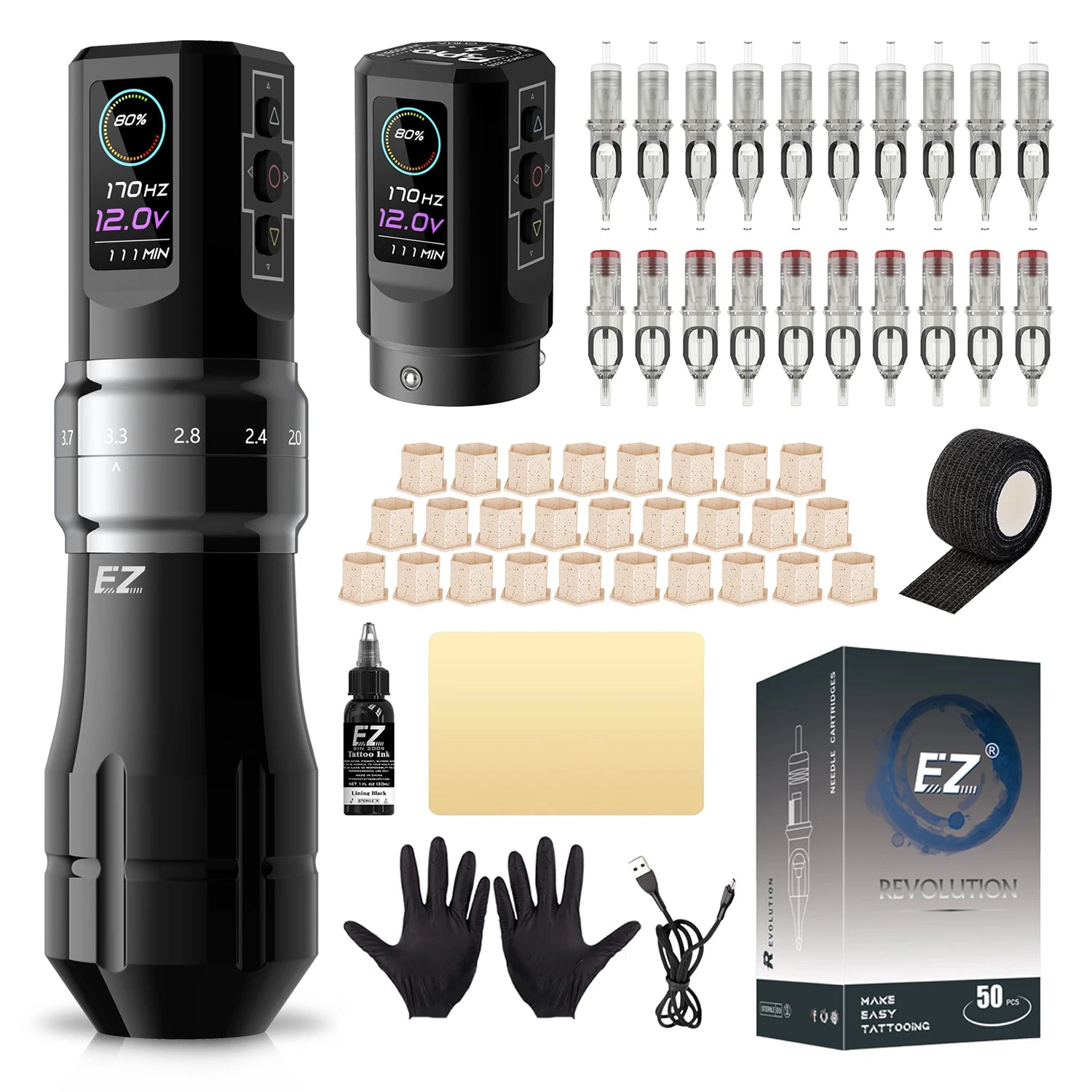 EZ P3 Pro Cordless Tattoo Machine • Adjustable Stroke and Pro Performance