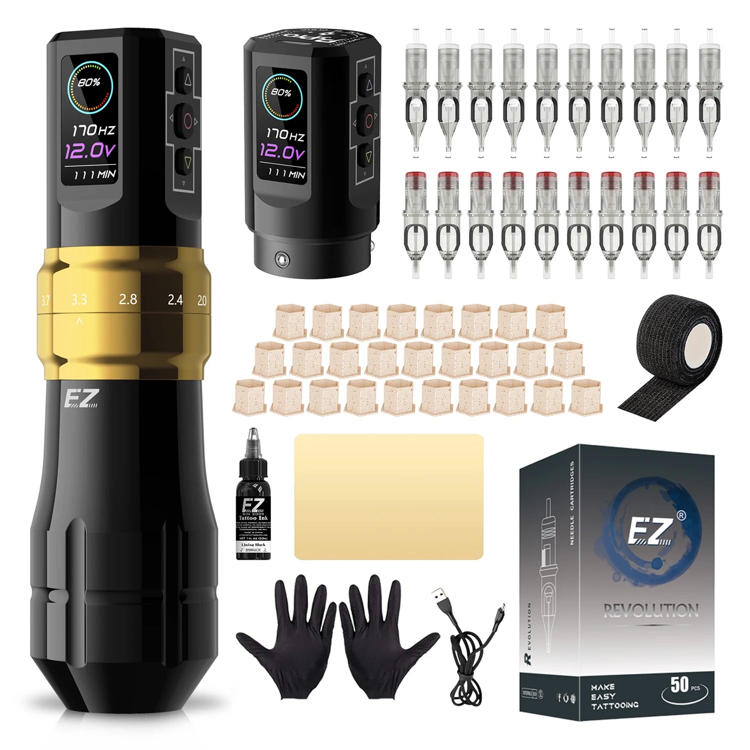 EZ P3 Pro Cordless Tattoo Machine • Adjustable Stroke and Pro Performance