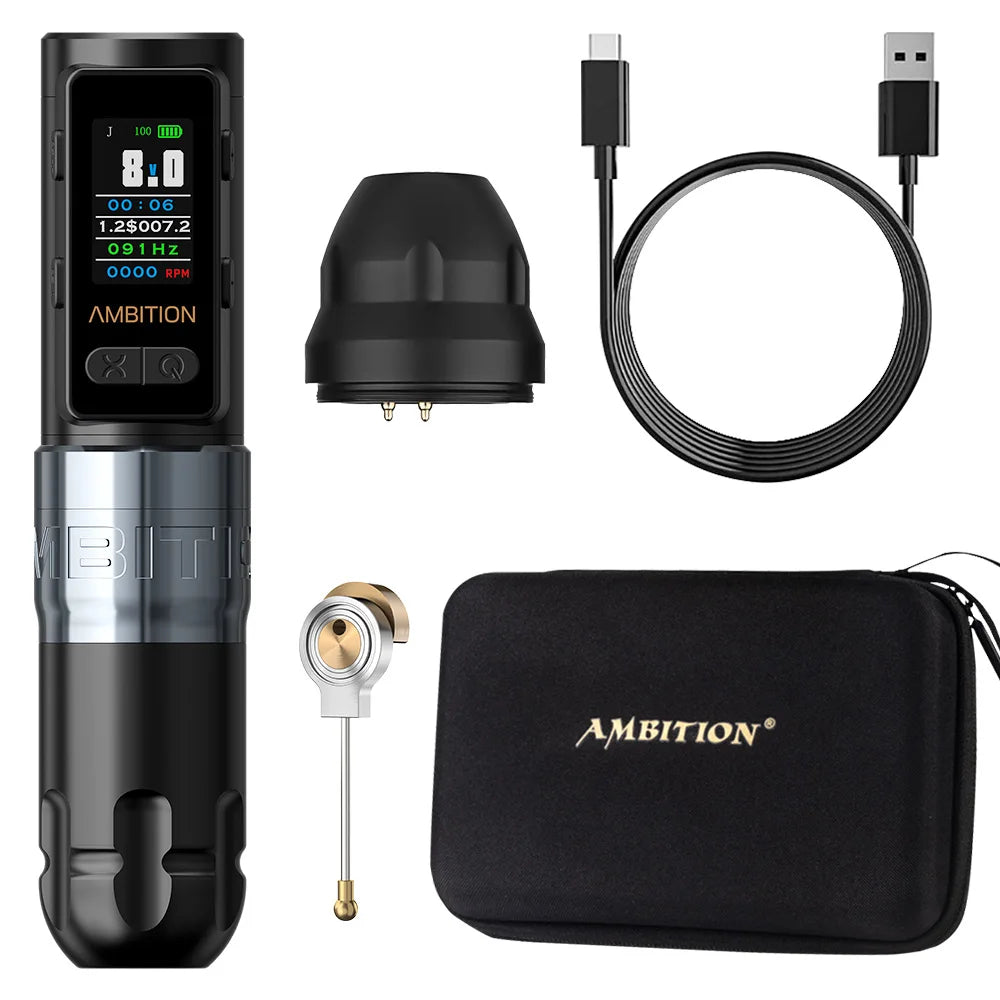 Ambition Soldier Max – Cordless Tattoo Machine with Coreless Motor and Long-Lasting Battery